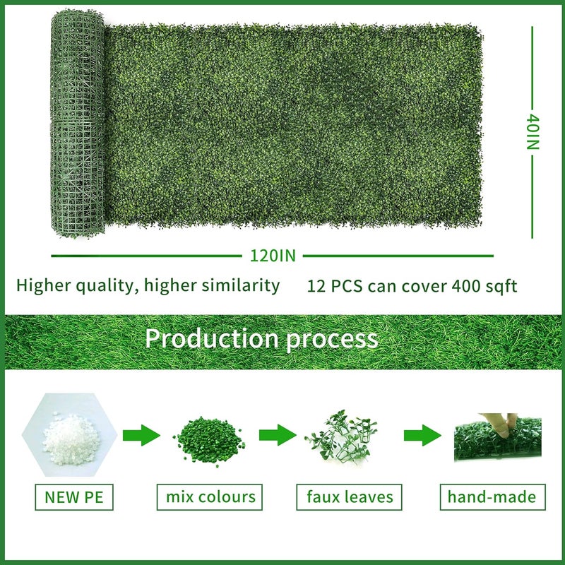 NETAP Faux Ivy Privacy Fence Screen, 40"x120" (1pcs) 4-Layer Artificial Boxwood Grass Wall Panels Greenery Backdrop for Garden, Backyard and Wall Decor - Image 2